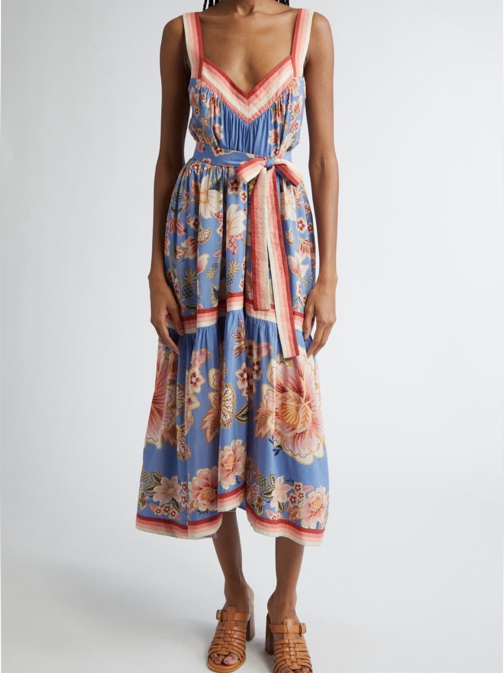 FARM Rio Super Bloom Tapestry Blue Angled Maxi Dress NWT Size XL